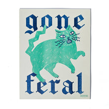 Load image into Gallery viewer, Bromstad Printing Co. - Gone Feral Cat - Risograph Print