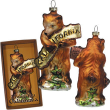 Load image into Gallery viewer, SF Mercantile - CA Bear Hug Glass Christmas Ornament