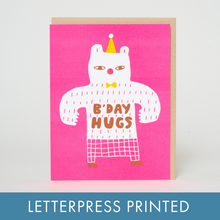 Load image into Gallery viewer, Birthday Bear Hugs Letterpress Greeting Card by Suzy Ultman: Paper tab