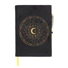 Load image into Gallery viewer, Astrology Wheel Journal with Black Obsidian Pen