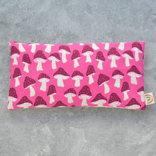 Load image into Gallery viewer, Weighted Eye Pillow in Hot Pink Mushroom Party Cotton