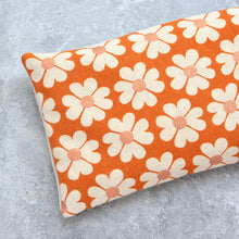 Load image into Gallery viewer, Weighted Eye Pillow in Heart Flowers Caramel Canvas Modern