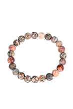 Load image into Gallery viewer, Red Leopard Skin Stone Bead Bracelet B2001: 4MM