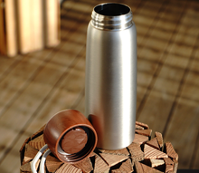 Load image into Gallery viewer, Sliver Insulated Tumbler With Wooden Lid