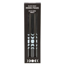 Load image into Gallery viewer, Set of 3 Black Magic Moon Phase Taper Candles