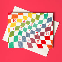 Load image into Gallery viewer, Rainbow Checkerboard Birthday - Risograph Card
