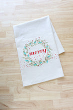 Load image into Gallery viewer, The High Fiber - Christmas Kitchen Towel, Merry, Handprinted Towel