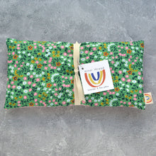 Load image into Gallery viewer, Weighted Eye Pillow in Grass Green Tiny Floral Cotton