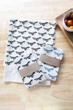 Load image into Gallery viewer, The High Fiber - Bird Kitchen Towel, Handprinted Bird Tea Towel: Black on Natural