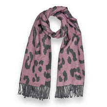 Load image into Gallery viewer, Leopard print on cashmere blend scarf finished with tassels