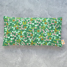Load image into Gallery viewer, Weighted Eye Pillow in Grass Green Tiny Floral Cotton
