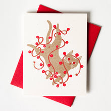 Load image into Gallery viewer, Tangled String Lights Cat - Risograph Card