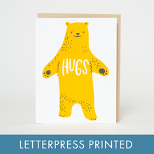 Load image into Gallery viewer, Egg Press Manufacturing - Sympathy Bear Hugs Letterpress Greeting Card by Hello!Lucky: Paper tab