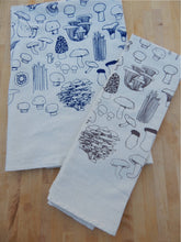 Load image into Gallery viewer, Mushroom Tea Towel, Handprinted Kitchen Towel, Mushrooms
