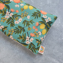 Load image into Gallery viewer, Weighted Eye Pillow in Citrus Grove Teal Cotton