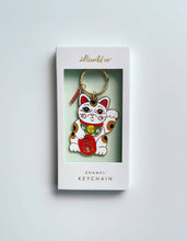 Load image into Gallery viewer, Maneki Neko Cat Enamel Keychain