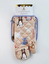 Load image into Gallery viewer, Dogs Oven Mitt + Pot Holder Set