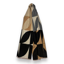 Load image into Gallery viewer, London Scarves - Retro print on cashmere blend scarf finished with fringes: Orbeige