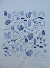 Load image into Gallery viewer, Mushroom Tea Towel, Handprinted Kitchen Towel, Mushrooms: Taupe