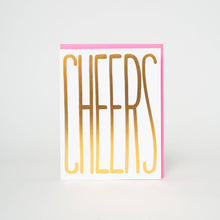 Load image into Gallery viewer, Gold Cheers Letterpress Greeting Card by Ashkahn
