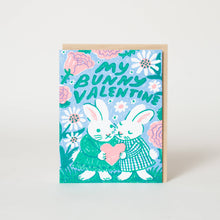 Load image into Gallery viewer, Bunny Valentine Letterpress Greeting Card by Phoebe Wahl: Paper tab