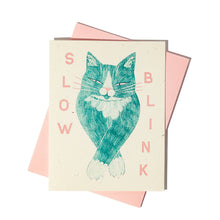 Load image into Gallery viewer, Bromstad Printing Co. - Slow Blink Cat - Risograph Greeting Card