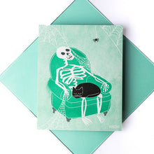 Load image into Gallery viewer, Skeleton Lap Cat - Risograph Print