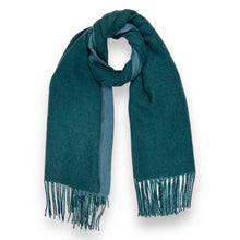 Load image into Gallery viewer, Reversible two tone coloured plain cashmere blend scarf: Black