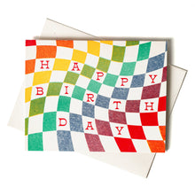 Load image into Gallery viewer, Rainbow Checkerboard Birthday - Risograph Card