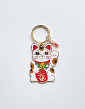 Load image into Gallery viewer, Maneki Neko Cat Enamel Keychain
