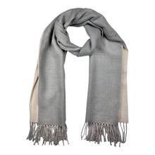 Load image into Gallery viewer, Reversible two tone coloured plain cashmere blend scarf: Black