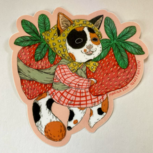 Load image into Gallery viewer, Strawberry Cat Sticker