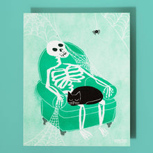 Load image into Gallery viewer, Skeleton Lap Cat - Risograph Print