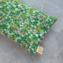Load image into Gallery viewer, Weighted Eye Pillow in Grass Green Tiny Floral Cotton