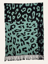 Load image into Gallery viewer, Leopard print on cashmere blend scarf finished with tassels