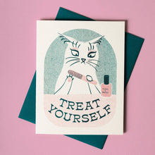 Load image into Gallery viewer, Treat Yourself - Risograph Greeting Card