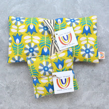 Load image into Gallery viewer, Minor Thread - Summer Scandi Floral Yellow & Blue Weighted Eye Pillow: Lavender
