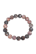 Load image into Gallery viewer, Red Leopard Skin Stone Bead Bracelet B2001: 4MM