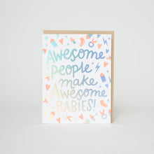 Load image into Gallery viewer, Egg Press Manufacturing - Awesome Babies Congrats Letterpress Greeting Card by Hello!Lucky: Paper tab