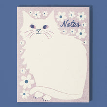 Load image into Gallery viewer, Negative Space Floral Cat - Risograph A2 Notepad