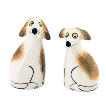 Load image into Gallery viewer, Handmade Ceramic Scruffy Dog Salt and Pepper Shakers