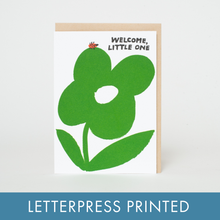 Load image into Gallery viewer, Welcome Baby Ladybug Letterpress Greeting Card by Egg Press: Paper tab