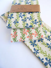 Load image into Gallery viewer, Floral Kitchen Towel, Handprinted Towel, Floral Vine: Pink and Green Vines on Natural