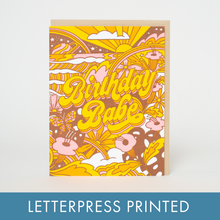Load image into Gallery viewer, Egg Press Manufacturing - Birthday Babe Psychedelic Letterpress Greeting Card by Hello!Lucky: Paper tab