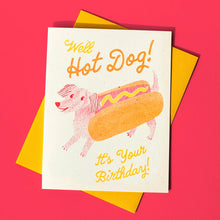 Load image into Gallery viewer, Hot Dog - Risograph Birthday Card
