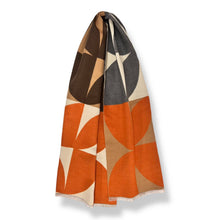 Load image into Gallery viewer, London Scarves - Retro print on cashmere blend scarf finished with fringes: Orbeige