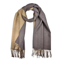 Load image into Gallery viewer, Reversible two tone coloured plain cashmere blend scarf: Black
