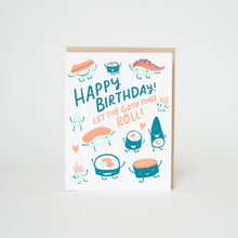 Load image into Gallery viewer, Egg Press Manufacturing - Birthday Sushi Punny Letterpress Greeting Card by Hello!Lucky: Paper tab