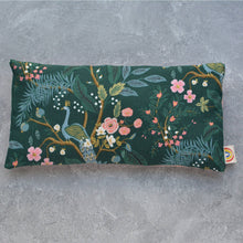 Load image into Gallery viewer, Weighted Eye Pillow in Peacock Garden Deep Teal Cotton