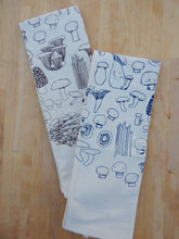 Load image into Gallery viewer, Mushroom Tea Towel, Handprinted Kitchen Towel, Mushrooms: Taupe